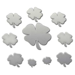 ESPELHOS DECORATIVOS EM ACRÍLICO TREVOS - KIT C/ 10 PEÇAS