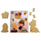 APLIQUE DE MDF E PAPEL DECOUPAGE COSTURA MENINA - CARTELA C/ 6 PEÇAS