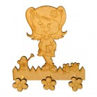 CABIDEIRO C/ 3 PINOS MENINA FLOR A LASER 29x30