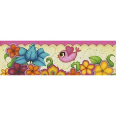 BARRA ADESIVA 43,6x4,0 - PÁSSAROS / FLORES